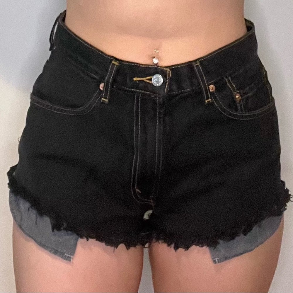Levi's 550 Relaxed Fit Black Denim Cut offs